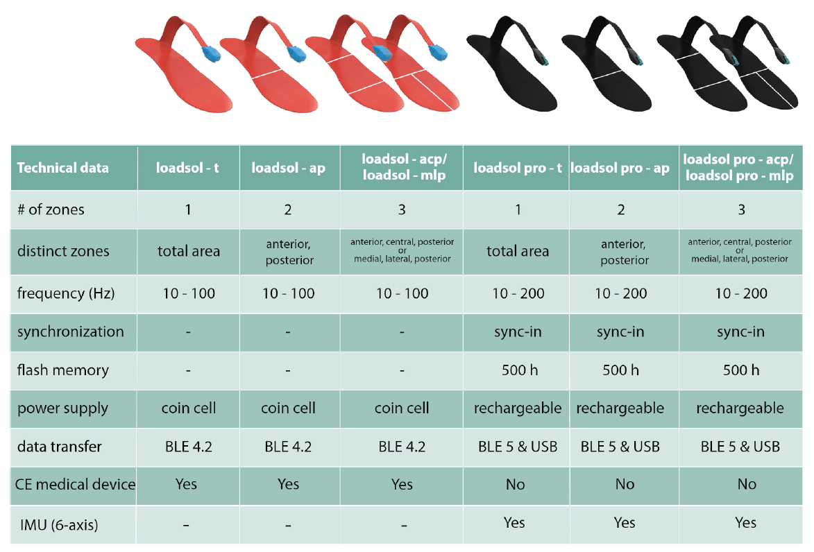 loadsol types and options